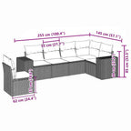 6-tlg. Garten-Sofagarnitur mit Kissen Hellgrau Poly Rattan