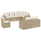 8-tlg. Garten-Sofagarnitur mit Kissen Beige Poly Rattan