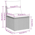 7-tlg. Garten-Sofagarnitur mit Kissen Hellgrau Poly Rattan