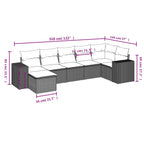 7-tlg. Garten-Sofagarnitur mit Kissen Braun Poly Rattan