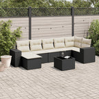 8-tlg. Garten-Sofagarnitur mit Kissen Schwarz Poly Rattan