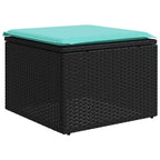 8-teiliges Gartensofa-Set mit Kissen, schwarzes Polyrattan