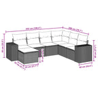 7-tlg. Garten-Sofagarnitur mit Kissen Grau Poly Rattan
