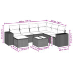 8-tlg. Garten-Sofagarnitur mit Kissen Braun Poly Rattan