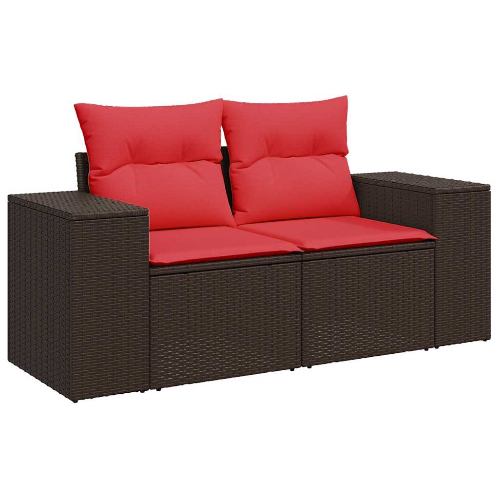 6-teiliges Gartensofa-Set mit Kissen, braun, Polyrattan