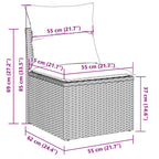 7-tlg. Garten-Sofagarnitur mit Kissen Hellgrau Poly Rattan