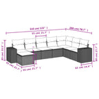 8-teiliges Gartensofa-Set mit Kissen, schwarzes Polyrattan