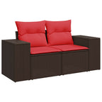 8-teiliges Gartensofa-Set mit Kissen, braun, Polyrattan