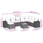 9-teiliges Gartensofa-Set mit Kissen, braun, Polyrattan