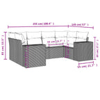 6-teiliges Gartensofa-Set mit Kissen, grau, Polyrattan