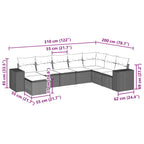 6-tlg. Garten-Sofagarnitur mit Kissen Hellgrau Poly Rattan