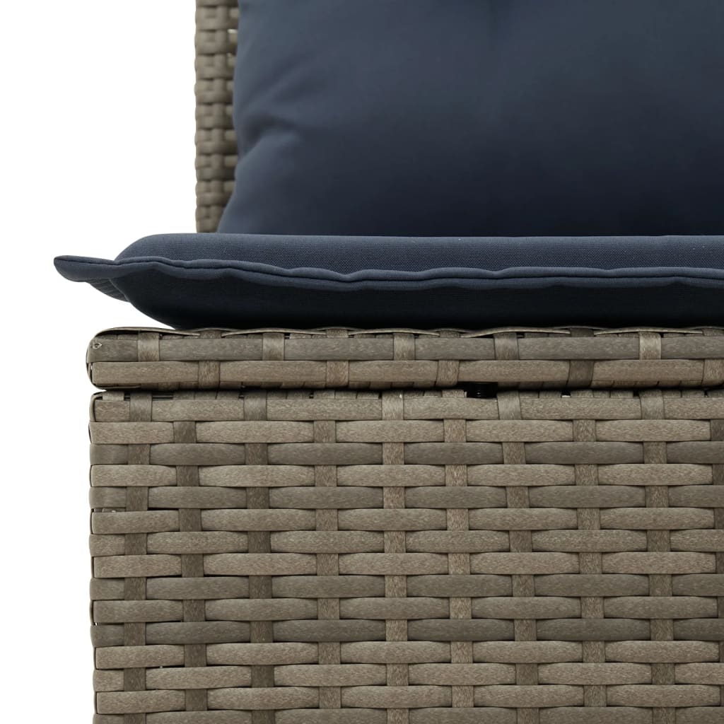9-teiliges Gartensofa-Set mit Kissen, grau, Polyrattan