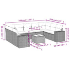10-tlg. Garten-Sofagarnitur mit Kissen Schwarz Poly Rattan
