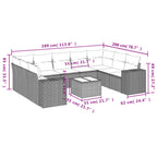 10-teiliges Gartensofa-Set mit Kissen, grau, Polyrattan