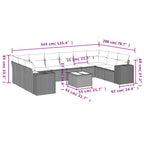 11-teiliges Gartensofa-Set mit Kissen, grau, Polyrattan