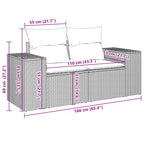 11-teiliges Gartensofa-Set mit Kissen, schwarzes Polyrattan
