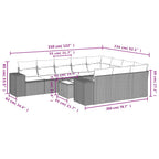 11-teiliges Gartensofa-Set mit Kissen, grau, Polyrattan