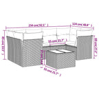 7-tlg. Garten-Sofagarnitur mit Kissen Grau Poly Rattan