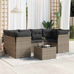 7-tlg. Garten-Sofagarnitur mit Kissen Grau Poly Rattan