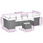 8-tlg. Garten-Sofagarnitur mit Kissen Hellgrau Poly Rattan