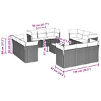 13-tlg. Garten-Sofagarnitur mit Kissen Hellgrau Poly Rattan