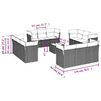 13-tlg. Garten-Sofagarnitur mit Kissen Braun Poly Rattan