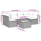 7-tlg. Garten-Sofagarnitur mit Kissen Braun Poly Rattan