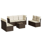 8-tlg. Garten-Sofagarnitur mit Kissen Braun Poly Rattan