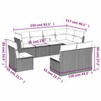 8-tlg. Garten-Sofagarnitur mit Kissen Schwarz Poly Rattan