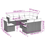 9-tlg. Garten-Sofagarnitur mit Kissen Braun Poly Rattan