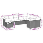 10-tlg. Garten-Sofagarnitur mit Kissen Hellgrau Poly Rattan