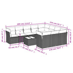 11-tlg. Garten-Sofagarnitur mit Kissen Grau Poly Rattan