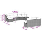 10-tlg. Garten-Sofagarnitur mit Kissen Hellgrau Poly Rattan