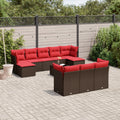 11-teiliges Gartensofa-Set mit Kissen, braun, Polyrattan