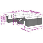 12-teiliges Gartensofa-Set mit Kissen, braun, Polyrattan