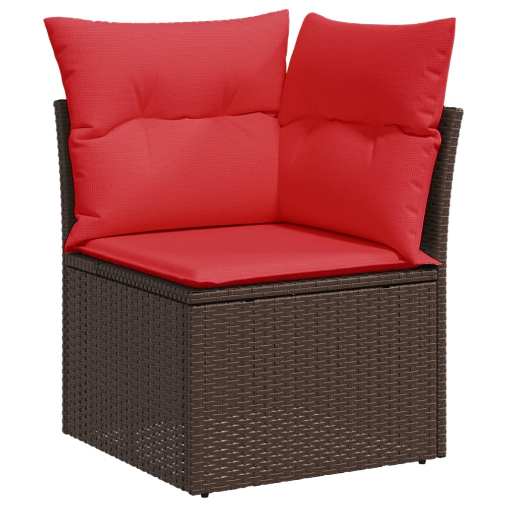 12-teiliges Gartensofa-Set mit Kissen, braun, Polyrattan