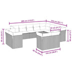 12-tlg. Garten-Sofagarnitur mit Kissen Braun Poly Rattan