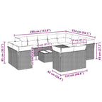 13-tlg. Garten-Sofagarnitur mit Kissen Hellgrau Poly Rattan