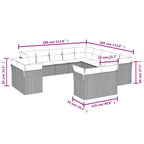 13-tlg. Garten-Sofagarnitur mit Kissen Braun Poly Rattan