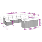 12-tlg. Garten-Sofagarnitur mit Kissen Schwarz Poly Rattan