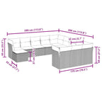 12-tlg. Garten-Sofagarnitur mit Kissen Braun Poly Rattan