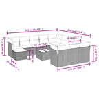 13-tlg. Garten-Sofagarnitur mit Kissen Braun Poly Rattan