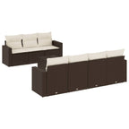8-tlg. Garten-Sofagarnitur mit Kissen Braun Poly Rattan
