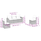 5-tlg. Garten-Sofagarnitur mit Kissen Grau Poly Rattan