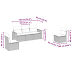 5-tlg. Garten-Sofagarnitur mit Kissen Hellgrau Poly Rattan
