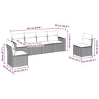 6-tlg. Garten-Sofagarnitur mit Kissen Braun Poly Rattan