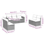 7-tlg. Garten-Sofagarnitur mit Kissen Braun Poly Rattan