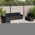 8-tlg. Garten-Sofagarnitur mit Kissen Schwarz Poly Rattan