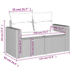 9-tlg. Garten-Sofagarnitur mit Kissen Schwarz Poly Rattan