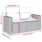 5-tlg. Garten-Sofagarnitur mit Kissen Schwarz Poly Rattan